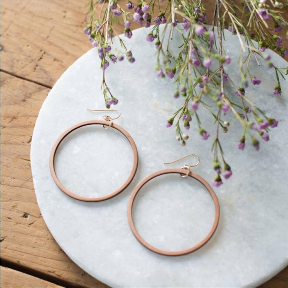 Magnolia Wooden Loop Earrings
